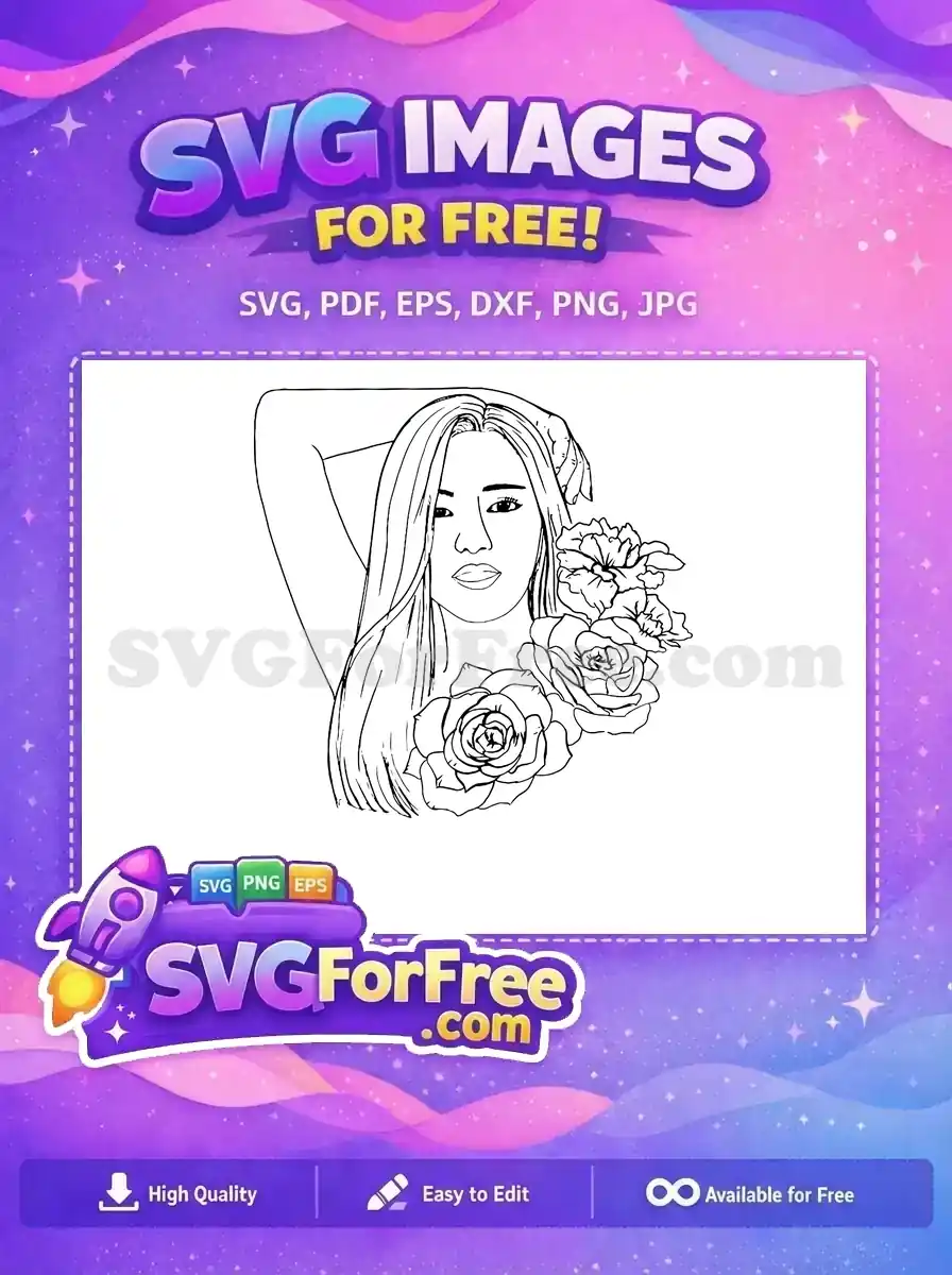Free Flowing Hair Free Rose Accent Female Free SVG