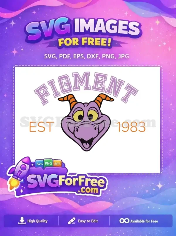 Free Smiling Figment Free Orange Horns Disney Free SVG