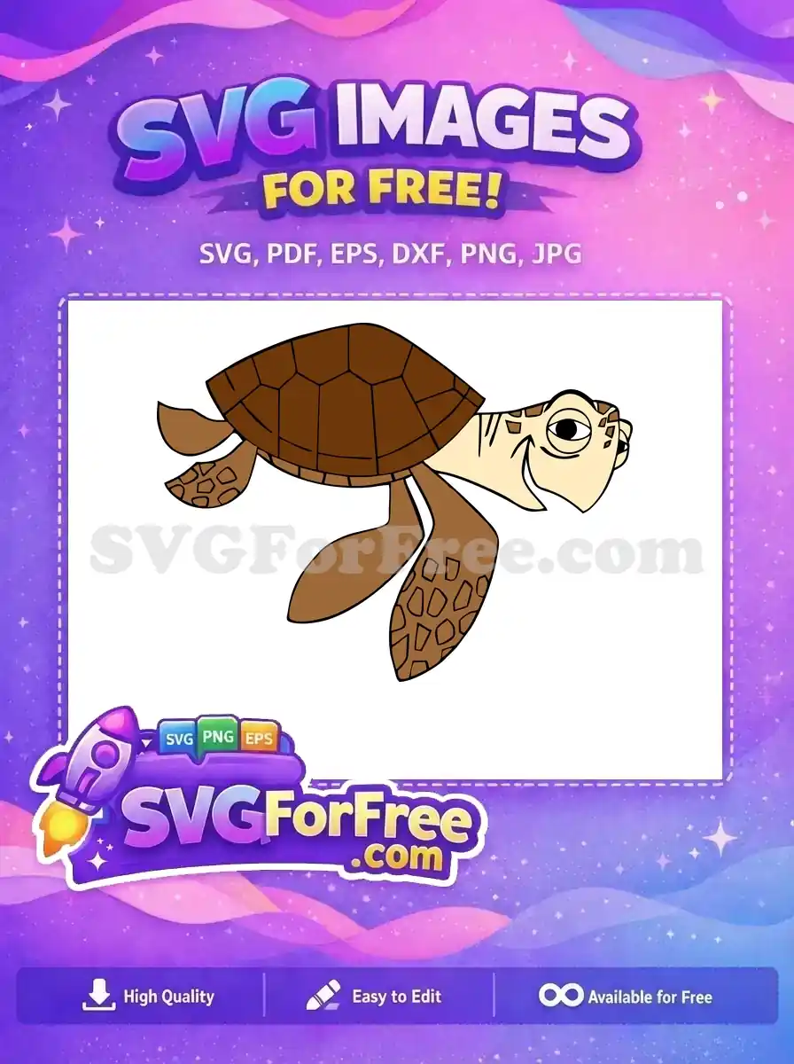 Free Smiling Turtle Free Brown Shell Finding Nemo Free SVG 1
