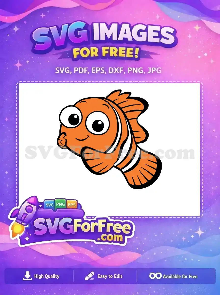 Free Orange Clownfish Free Smiling Face Finding Nemo Free SVG 1