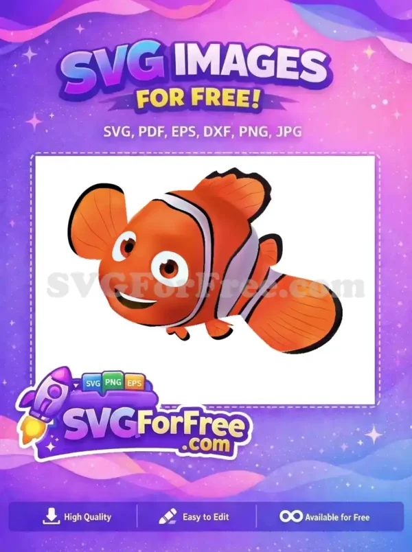 Free Orange Clownfish Free Smiling Face Finding Nemo Free SVG 2