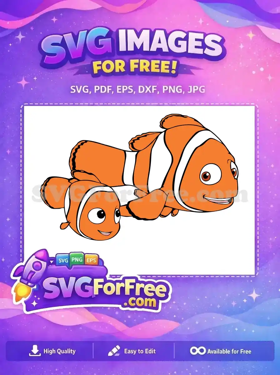 Free Smiling Clownfish Free Orange Fish Finding Nemo Free SVG