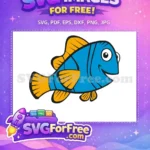 Free Blue Orange Clownfish Free Smiling Face Finding Nemo Free SVG - Instant Download