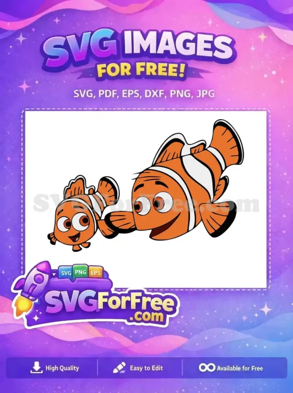 Free Orange Clownfish Father Free Son Happy Finding Nemo Free SVG