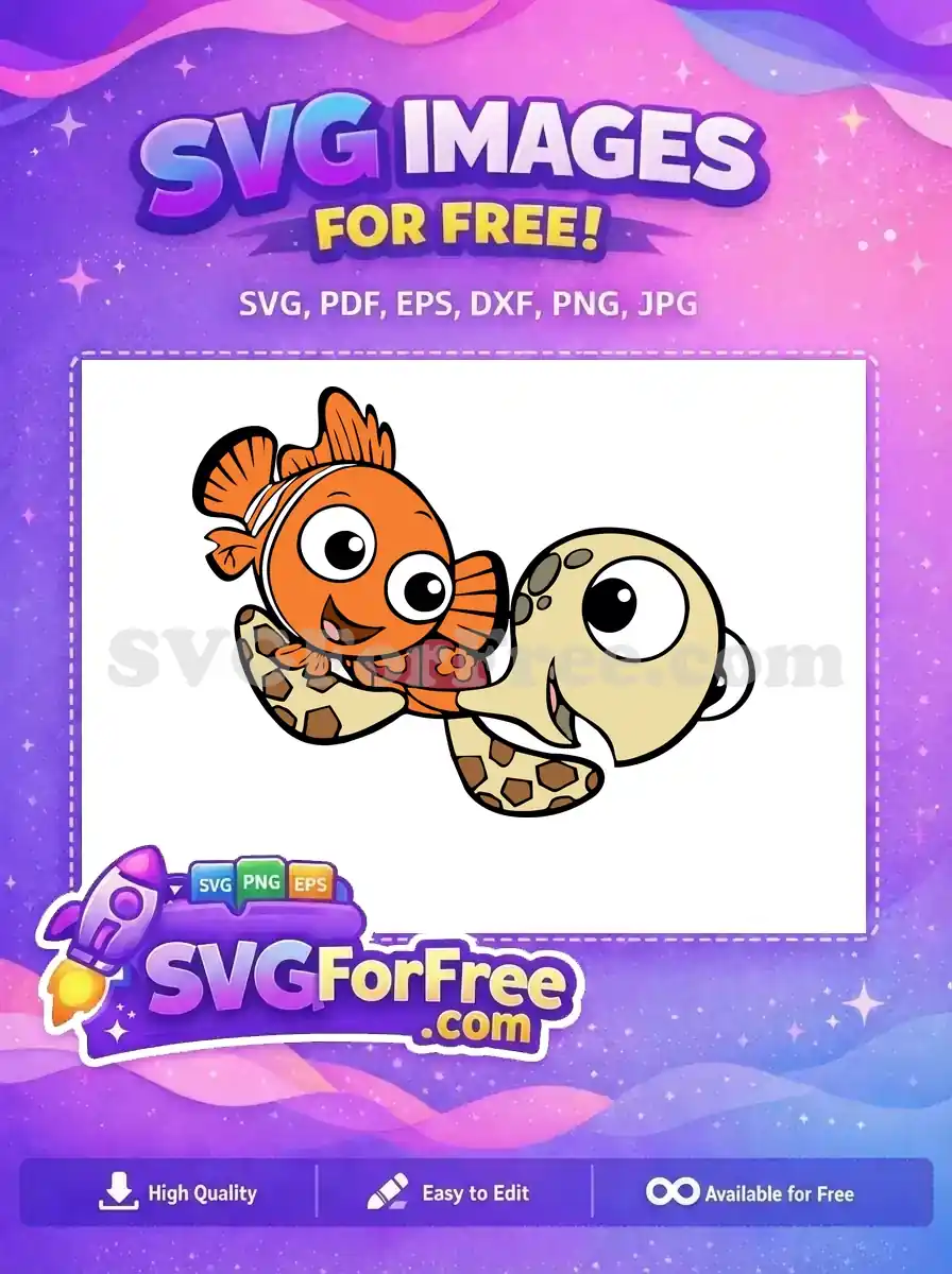 Free Smiling Nemo Free Squirt Hug Finding Nemo Free SVG