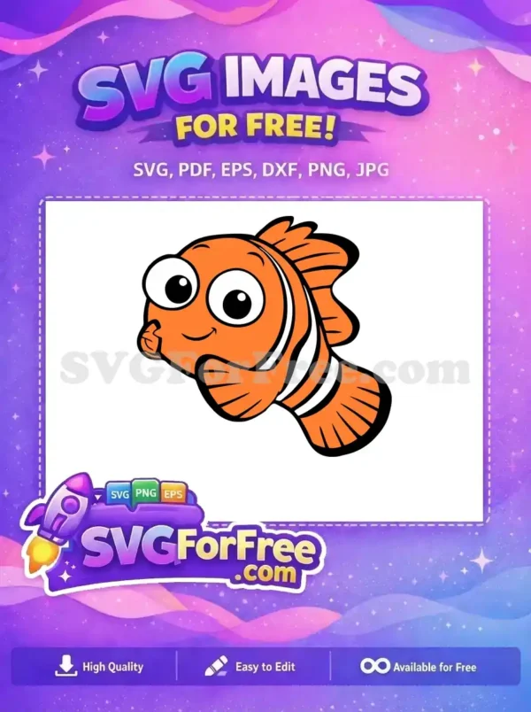 Free Orange Clownfish Smiling Free Big Eyes Finding Nemo Free SVG 2