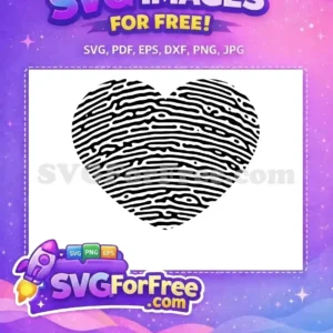 Free Black Fingerprint Heart Free Love Minimalist Design Free SVG