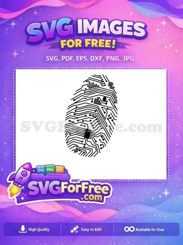 Free Circuit Board Lines Free Fingerprint One Silhouette Free SVG