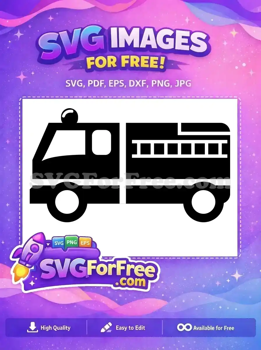 Free Black FireTruck Free Ladder Silhouette FireTruck Free SVG 2