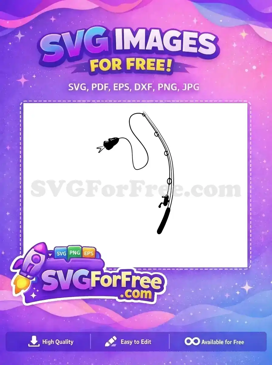 Free Black Lure Free Fishing Rod Silhouette Free SVG