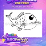 Free Simple Outline Free Cartoon Fish Happy Free SVG - Instant Download