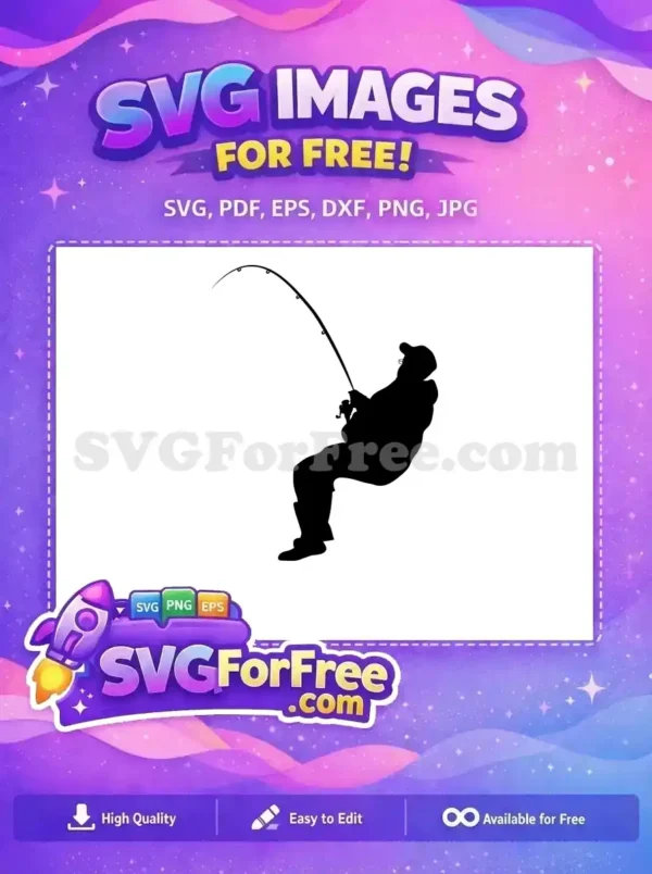 Free Silhouette Fisherman Free Casting Line Fish Free SVG