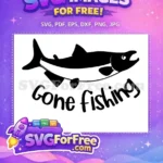 Free Black Silhouette Fish Free Gone Fishing Phrase Free SVG - Instant Download
