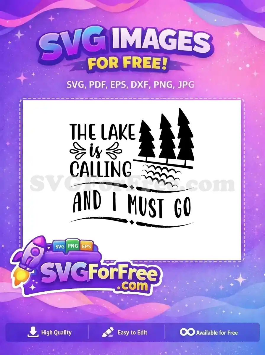 Free Lake Quote Free Fishing Trees Scene Free SVG
