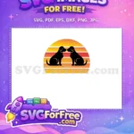 Free Silhouette Puppy Free Sunset Scene Happiness Free SVG - Instant Download