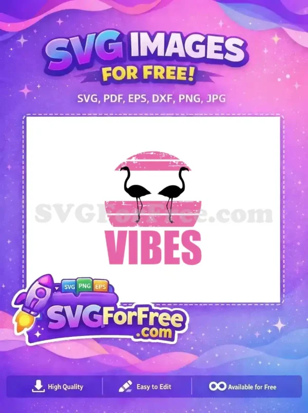 Free Two Black Flamingos Free Pink Vibes Sunset Free SVG