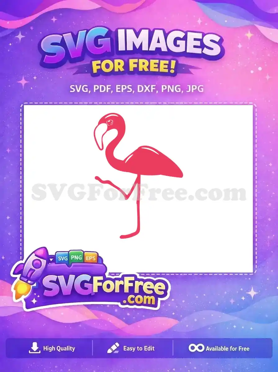Free Pink Flamingo Free Standing Pose Cartoon Free SVG