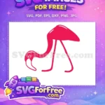 Free Pink Flamingo Silhouette Free Cartoon Style Free SVG - Instant Download