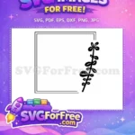 Free Black Floral Wreath Free Minimalist Line Free SVG - Instant Download