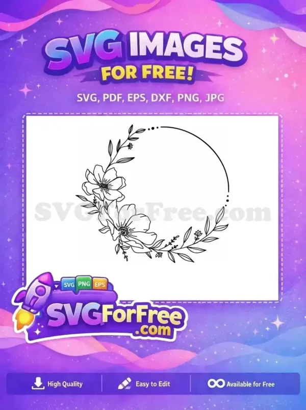 Free Intricate Floral Free Wreath Design Floral Free SVG 2