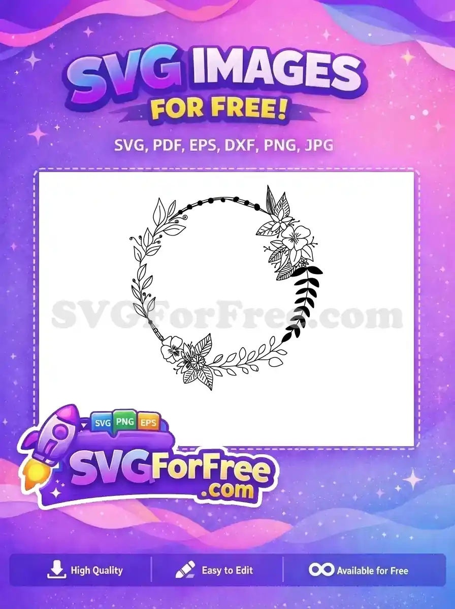 Free Intricate Petals Free Detailed Leaves Floral Wreath Free SVG 1