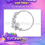 Free Elegant Leaves Free Flower Floral Wreath Design Free SVG - Instant Download