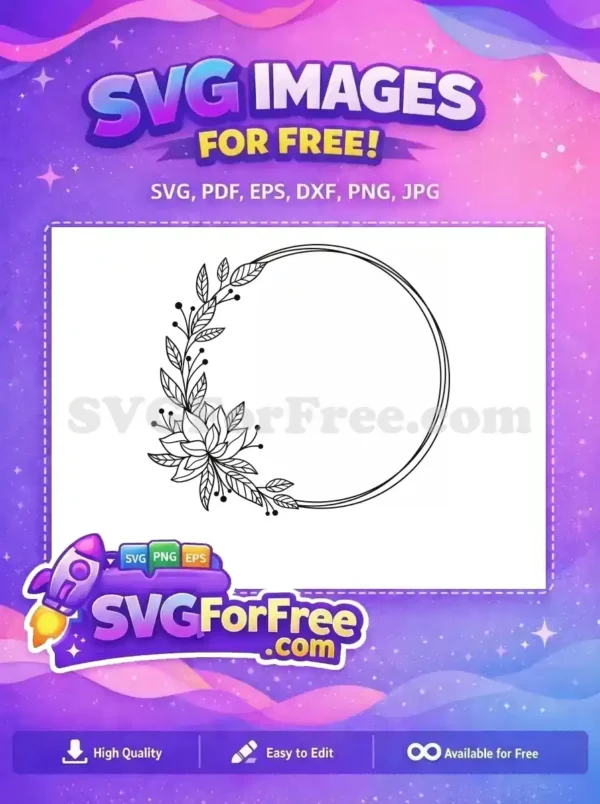 Free Line Art Flower Free Floral Wreath Design Free SVG 2 Free Line Art Flower Free Floral Wreath Design Free SVG 2
