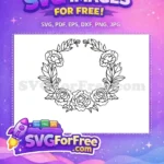 Free Peonies Wreath Free Floral Outline Wedding Free SVG - Instant Download