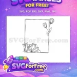 Free Line Art Floral Free Tulips Bouquet Wreath Free SVG - Instant Download