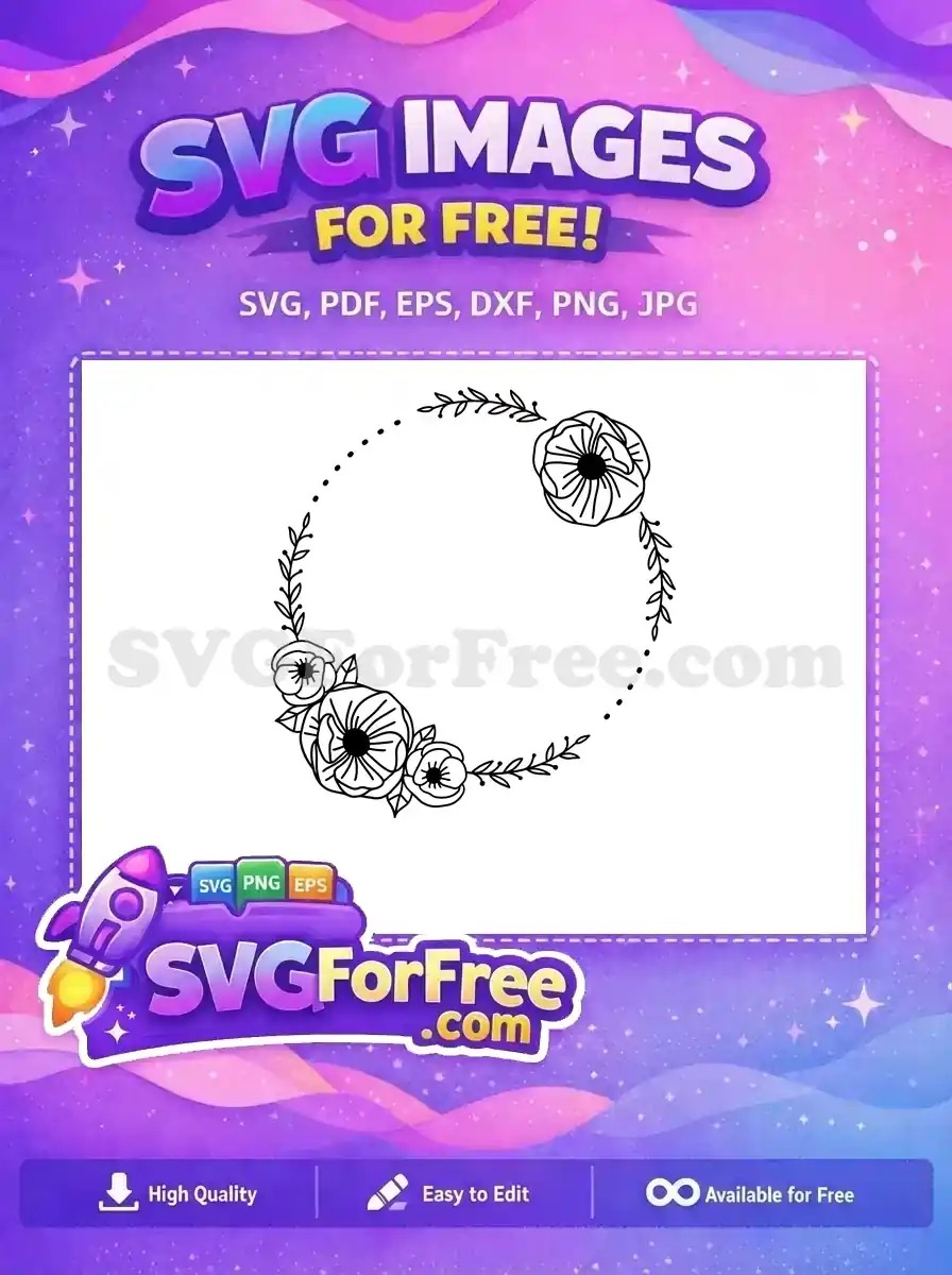 Free Intricate Floral Free Swirling Leaves Wreath Free SVG