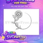 Free Sunflower Line Art Free Floral Wreath Design Free SVG - Instant Download