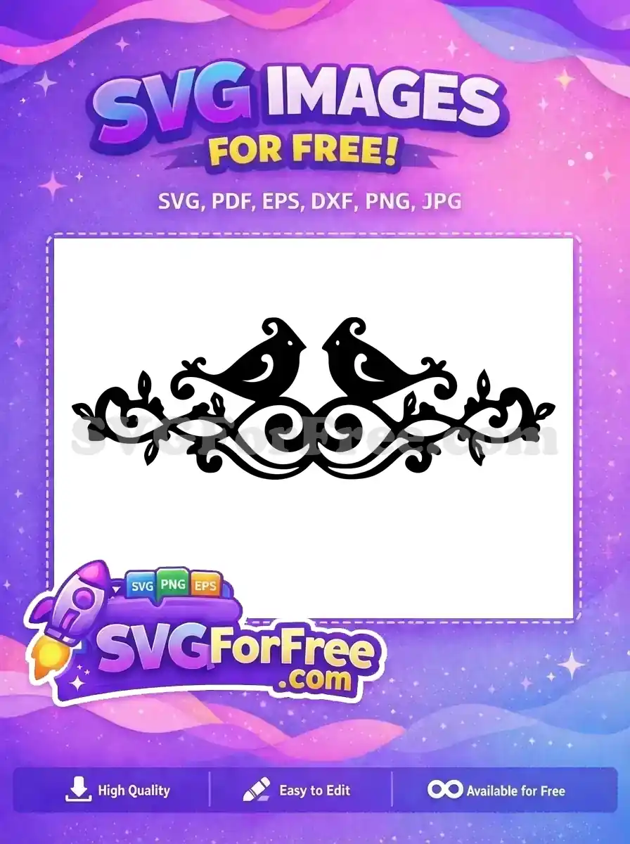 Free Twin Birds Flourish Free Swirl Branch Design Free SVG