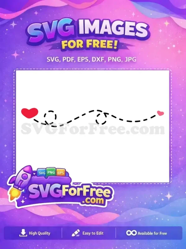 Free Red Heart Dashed Line Free Flourish SVG Design Free SVG