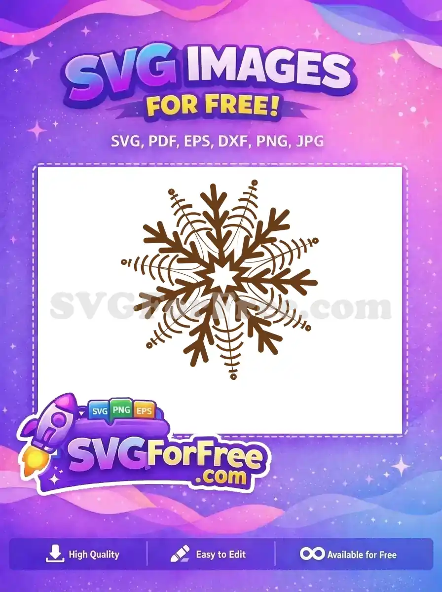 Free Brown Line Flourish Free Snowflake Free SVG