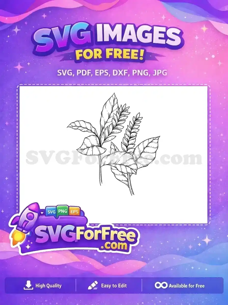 Free Detailed Leaves Free Floral Stamp Design Free SVG