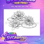 Free Water Lily Flower Free Floral Stamp Lotus Free SVG - Instant Download