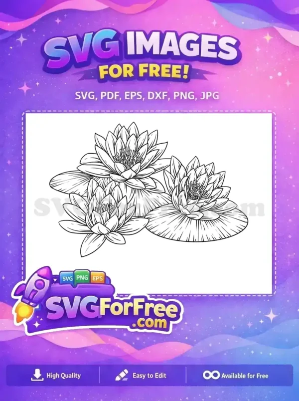 Free Water Lily Flower Free Floral Stamp Lotus Free SVG