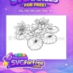 Free Detailed Lotus Free Flower Stamp Floral Free SVG - Instant Download