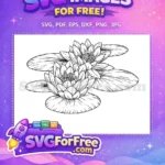 Free Lotus Flower Free Lily Pads Flower Stamp Free SVG - Instant Download