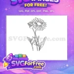 Free Detailed Daisy Free Flower Stamp Floral Design Free SVG - Instant Download