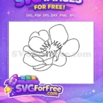 Free Line Art Flower Free Isolated Petals Flower Stamp Free SVG - Instant Download