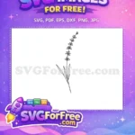 Free Black Lavender Stem Free Floral Stamp Line Free SVG - Instant Download