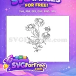 Free Daisy Flower Stamp Free Floral Line Art Design Free SVG - Instant Download