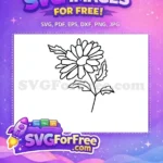 Free Black Outline Flower Free Simple Design Flower Stamp Free SVG - Instant Download