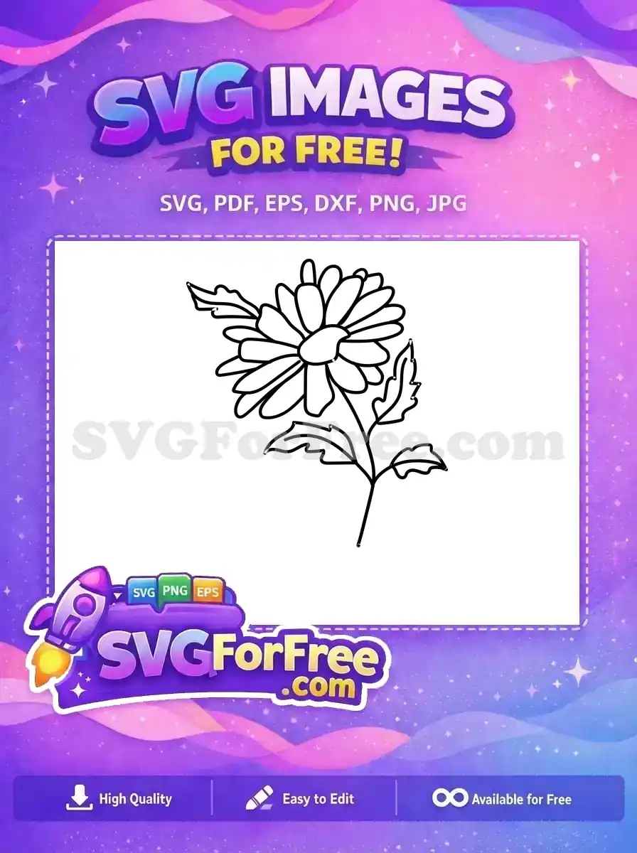 Free Black Outline Flower Free Simple Design Flower Stamp Free SVG