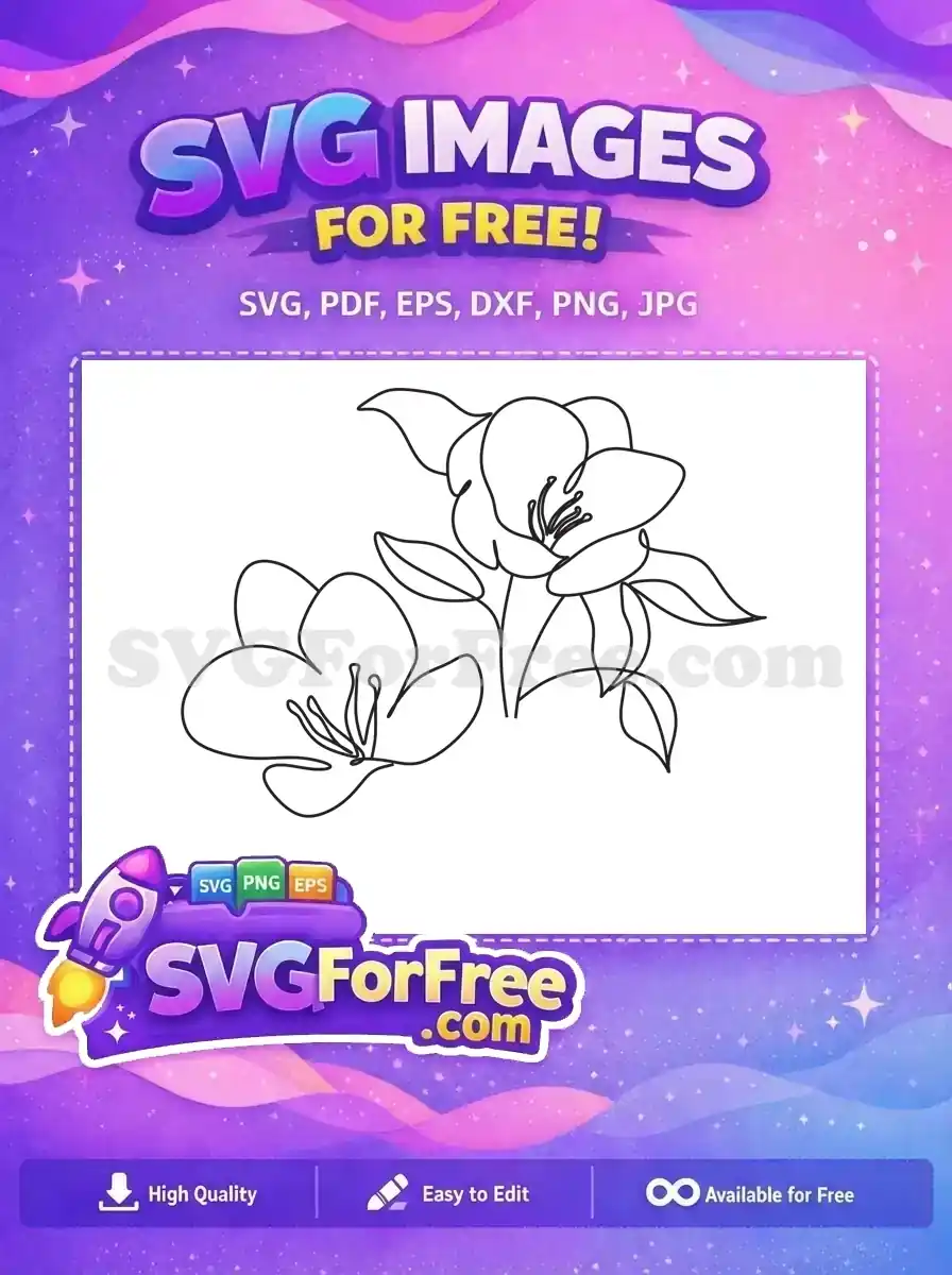 Free Delicate Line Free Art Flower Stamp Free SVG 2