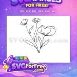 Free Black Line Flower Free Simple Petals Floral Free SVG - Instant Download