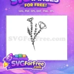 Free Simple Flower Free Stem Detail Flower Stamp Free SVG - Instant Download