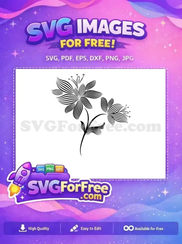 Free Striped Petals Free Flower Stamp Floral Design Free SVG