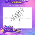 Free Black Line Flower Free Detailed Petals Outline Free SVG - Instant Download